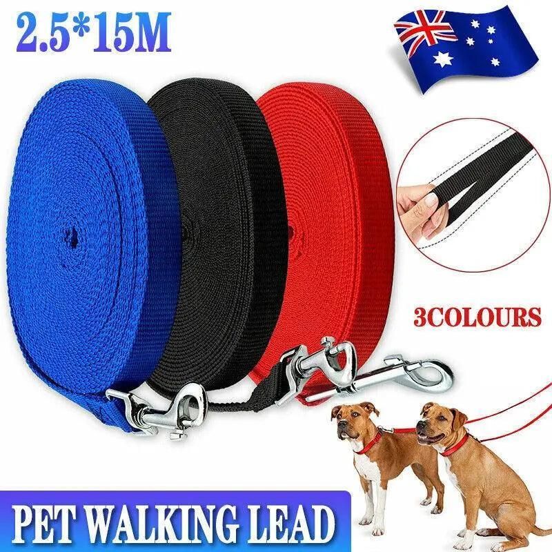 50Ft/15M Long Dog Lead Pet Puppy Leash Training Obedience Recall Walk Tracking - Red V528-TRAININGROPE-RED-64117