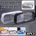 8PCS Waterproof Transparent Zipper Pencil Case Cosmetic Stationery Organizer Bag V528-TRANSPARENT-PEN-CASE-8PCS-971542