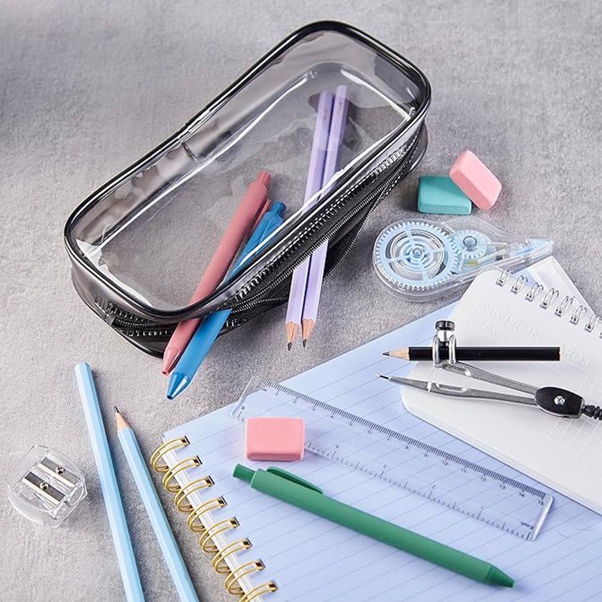 8PCS Waterproof Transparent Zipper Pencil Case Cosmetic Stationery Organizer Bag V528-TRANSPARENT-PEN-CASE-8PCS-971542