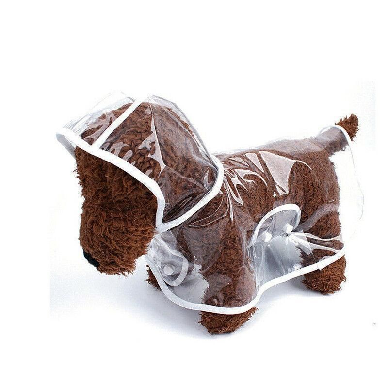 Puppy Waterproof Pet Dog Raincoat Jacket Clothes Vest Rain Coat Outdoor Hoodies White - L V528-TRANSPARENTRAINCOAT-WHITEL-19322