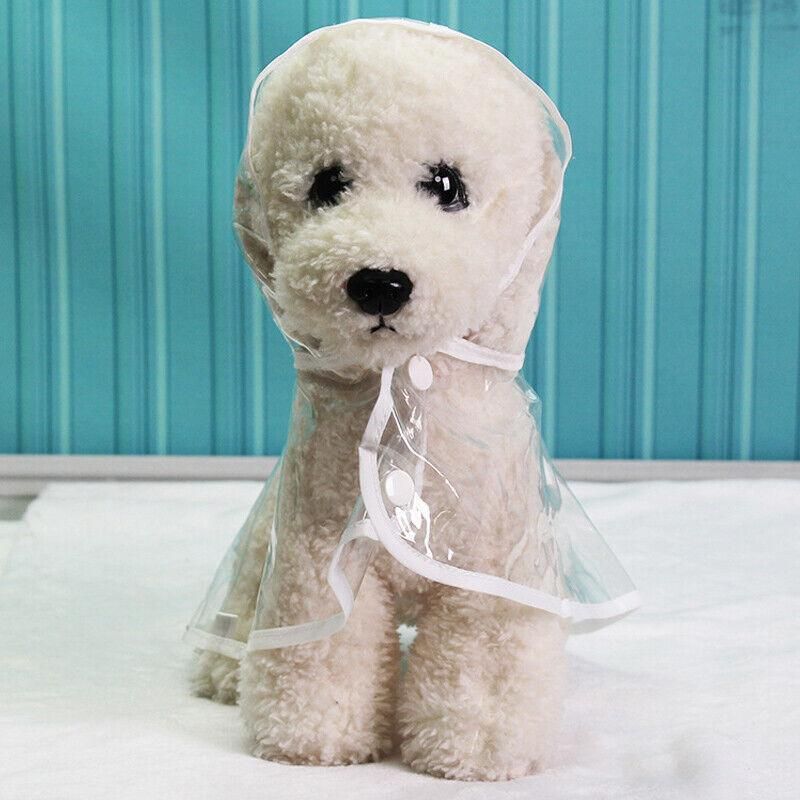 Puppy Waterproof Pet Dog Raincoat Jacket Clothes Vest Rain Coat Outdoor Hoodies White - L V528-TRANSPARENTRAINCOAT-WHITEL-19322