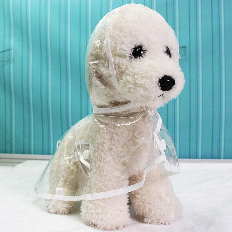 Puppy Waterproof Pet Dog Raincoat Jacket Clothes Vest Rain Coat Outdoor Hoodies White - S V528-TRANSPARENTRAINCOAT-WHITES-27074