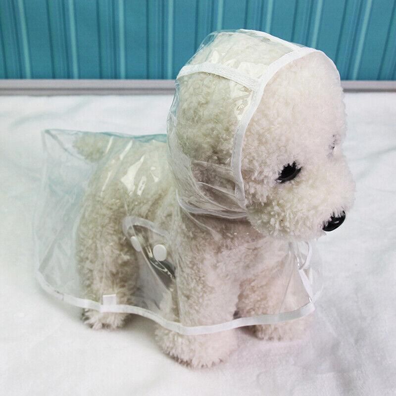 Puppy Waterproof Pet Dog Raincoat Jacket Clothes Vest Rain Coat Outdoor Hoodies White - S V528-TRANSPARENTRAINCOAT-WHITES-27074