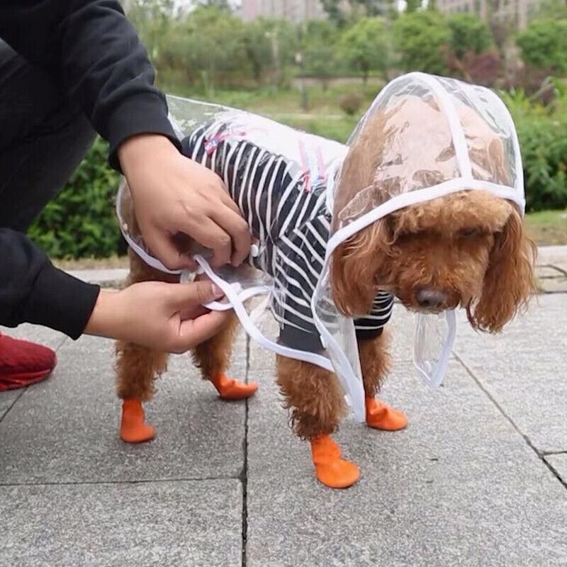 Puppy Waterproof Pet Dog Raincoat Jacket Clothes Vest Rain Coat Outdoor Hoodies White - S V528-TRANSPARENTRAINCOAT-WHITES-27074