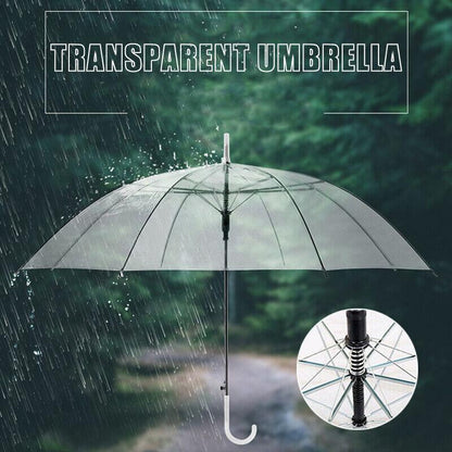 Clear Transparent Umbrella Long Handle Auto Open PVC Rain Parasol 71cm V528-TRANSPARENTUMBRELLA-465124