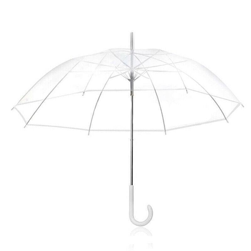 Clear Transparent Umbrella Long Handle Auto Open PVC Rain Parasol 71cm V528-TRANSPARENTUMBRELLA-465124
