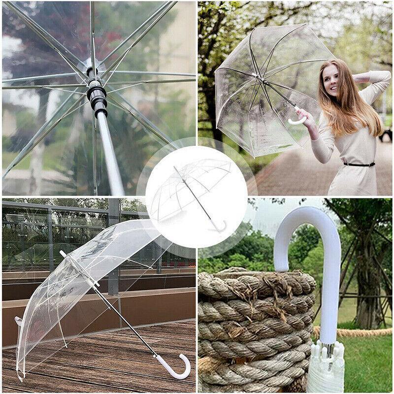 Clear Transparent Umbrella Long Handle Auto Open PVC Rain Parasol 71cm V528-TRANSPARENTUMBRELLA-465124