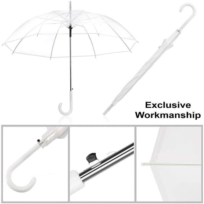 Clear Transparent Umbrella Long Handle Auto Open PVC Rain Parasol 71cm V528-TRANSPARENTUMBRELLA-465124