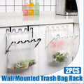 Wall Hanging Garbage Bag Shelf Hook Kitchen Storage Plastic Bag Hanger Rack Trash Bin V528-TRASH-BAG-RACK-2PCS-678110