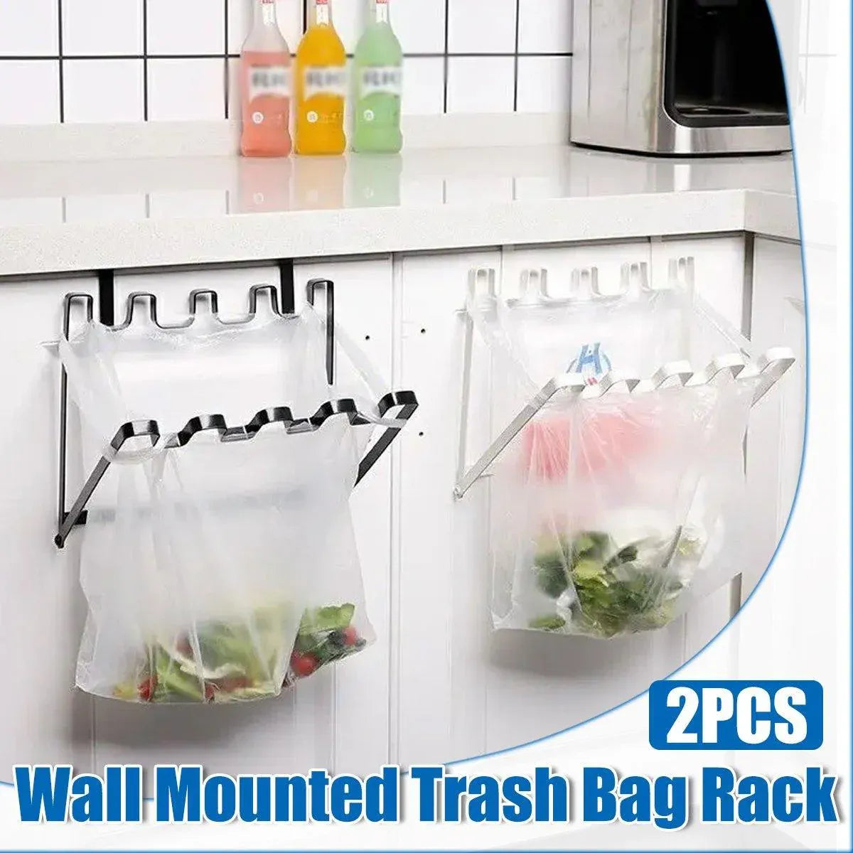 Wall Hanging Garbage Bag Shelf Hook Kitchen Storage Plastic Bag Hanger Rack Trash Bin V528-TRASH-BAG-RACK-2PCS-678110