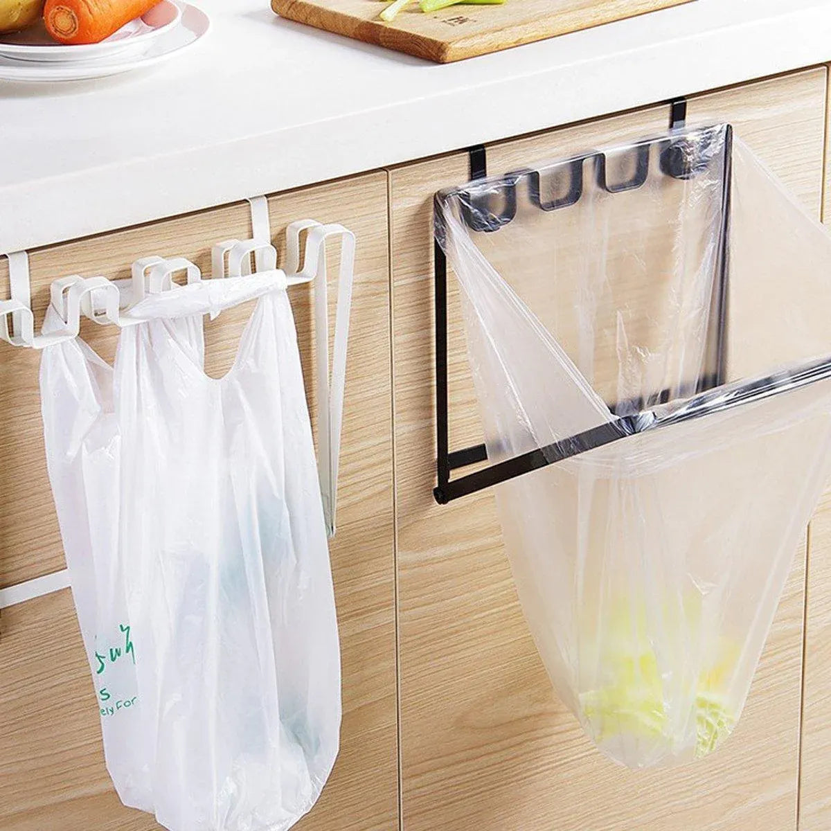 Wall Hanging Garbage Bag Shelf Hook Kitchen Storage Plastic Bag Hanger Rack Trash Bin V528-TRASH-BAG-RACK-2PCS-678110