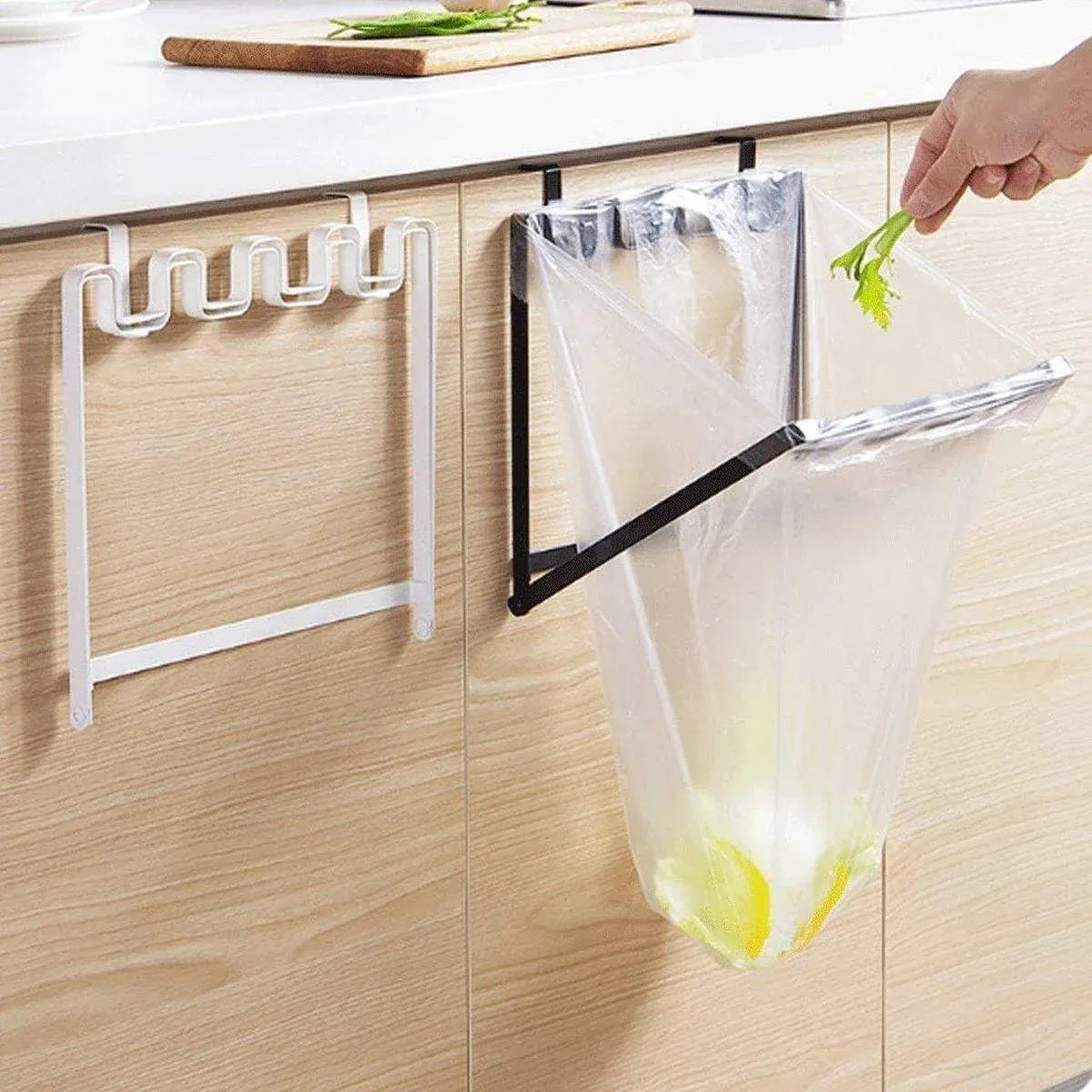 Wall Hanging Garbage Bag Shelf Hook Kitchen Storage Plastic Bag Hanger Rack Trash Bin V528-TRASH-BAG-RACK-2PCS-678110