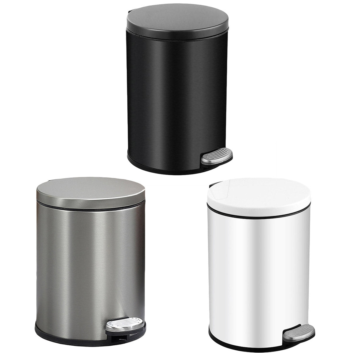 Trash Can Double Layer Foot Pedal Design with Lid Household Bin Kitchen Bathroom - Black V528-TRASH-CAN-BLACK-6L-278901