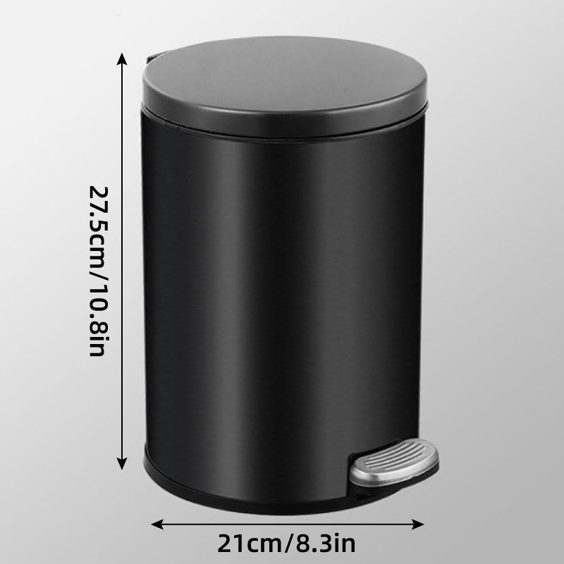 Trash Can Double Layer Foot Pedal Design with Lid Household Bin Kitchen Bathroom - Black V528-TRASH-CAN-BLACK-6L-278901