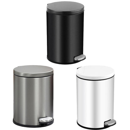 Trash Can Double Layer Foot Pedal Design with Lid Household Bin Kitchen Bathroom - White V528-TRASH-CAN-WHITE-6L-214416