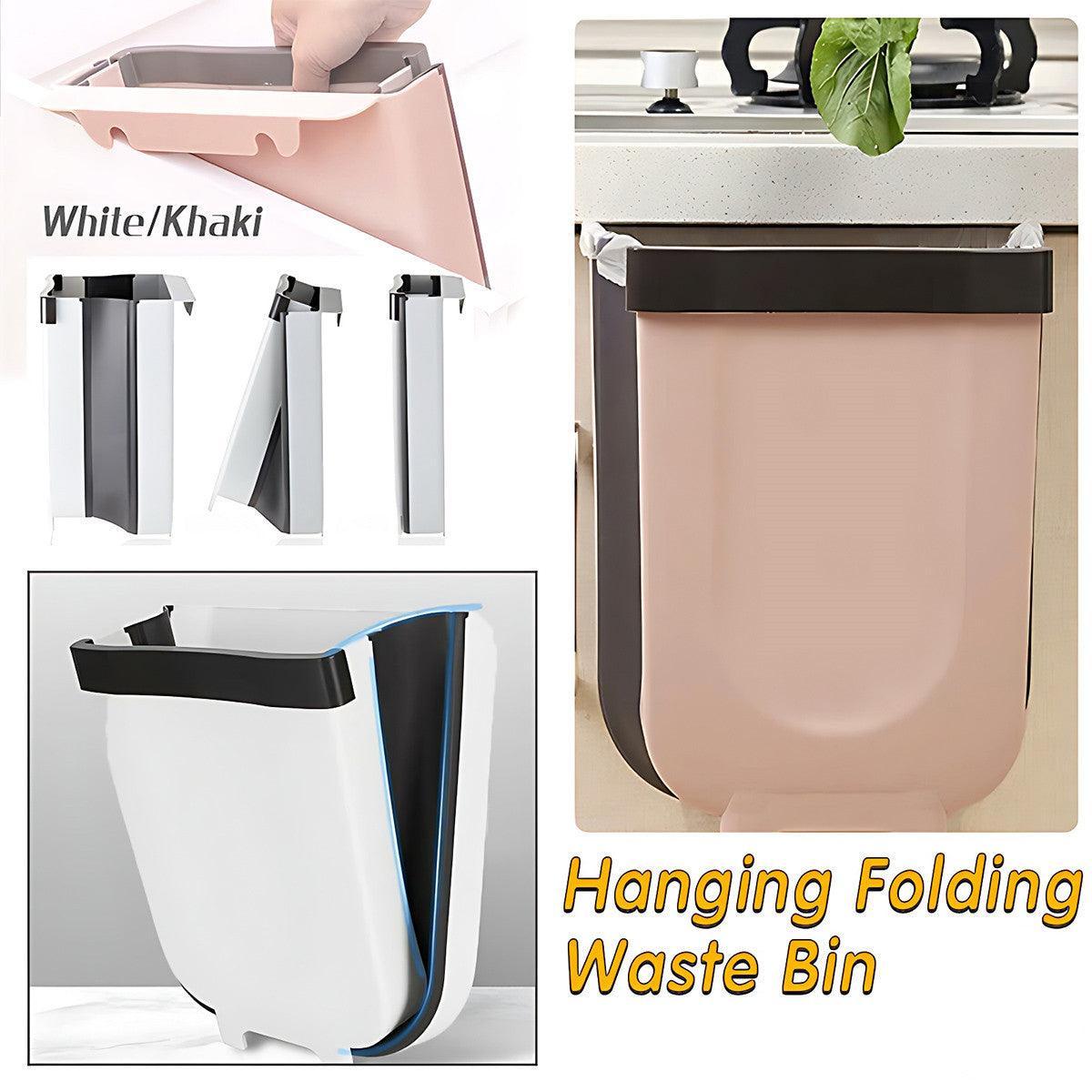 9L Hanging Bin Wall Mounted Folding Waste Bin Kitchen Dining Cabinet Trash Can - Khaki V528-TRASH-COFFEE-75142