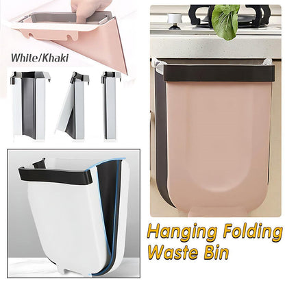 9L Hanging Bin Wall Mounted Folding Waste Bin Kitchen Dining Cabinet Trash Can - White V528-TRASH-WHITE-41617