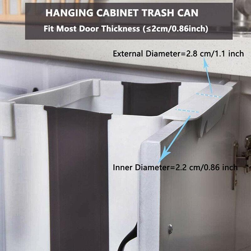 9L Hanging Bin Wall Mounted Folding Waste Bin Kitchen Dining Cabinet Trash Can - White V528-TRASH-WHITE-41617