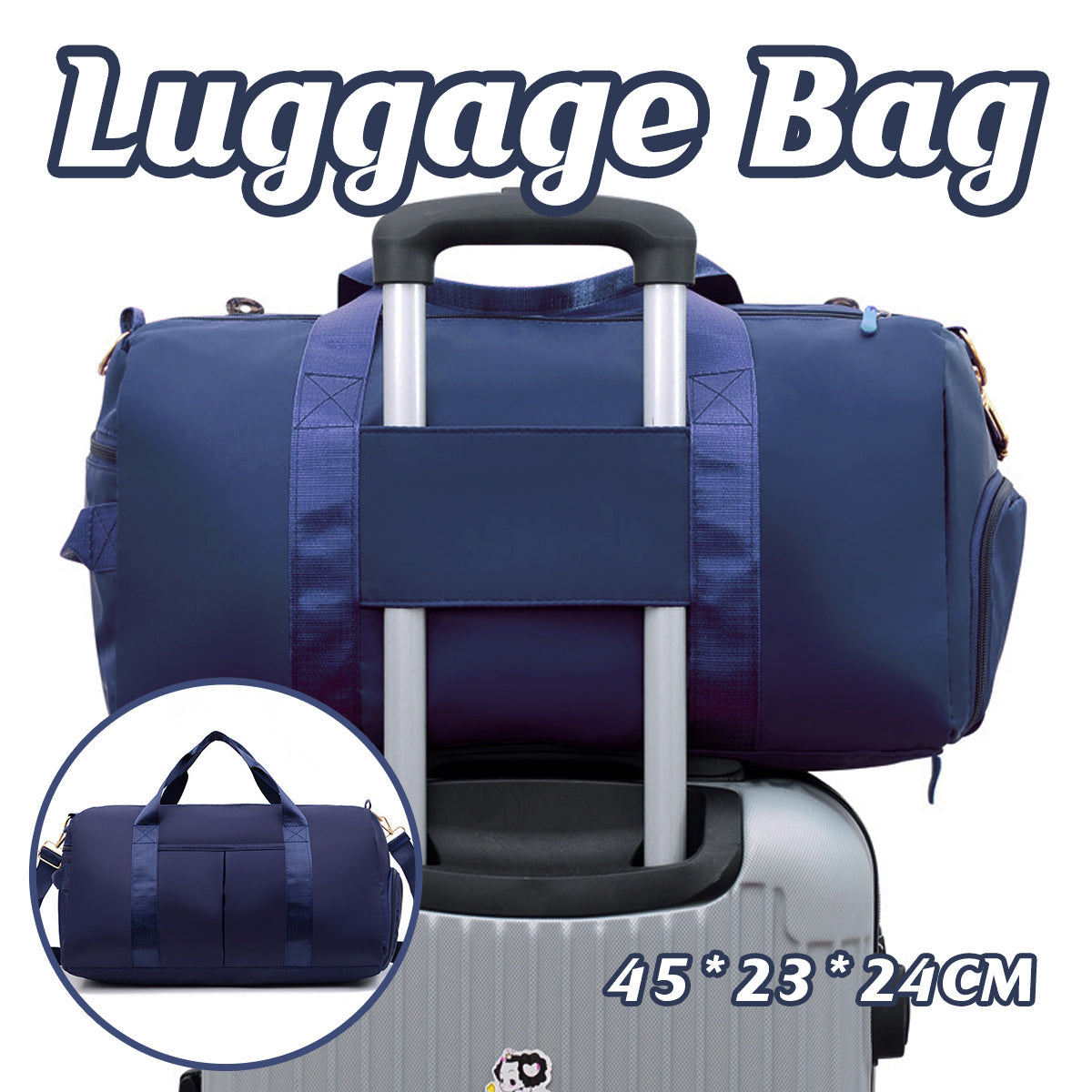 Waterproof Gym Bag Travel Duffle Sports Bag Wet Dry Large Tote for Men Women V528-TRAVEL-BAG-DARK-BLUE-797584