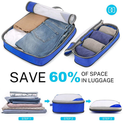 6pcs Mesh Visible Travel Storage Set Waterproof Nylon Compressible Storage Bags - Blue V528-TRAVEL-STORAGE-6PCS-BLUE-543609
