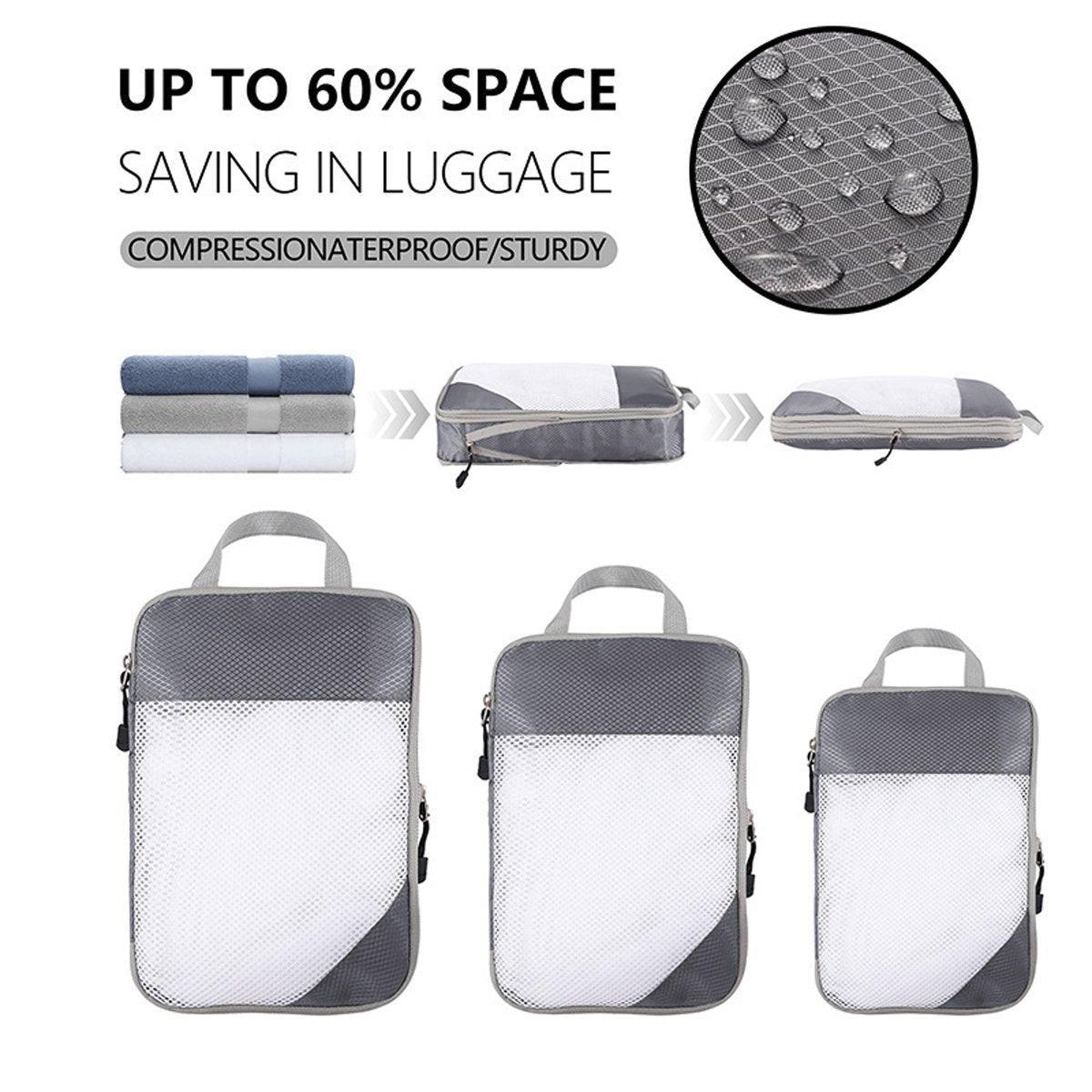 6pcs Mesh Visible Travel Storage Set Waterproof Nylon Compressible Storage Bags - Blue V528-TRAVEL-STORAGE-6PCS-BLUE-543609