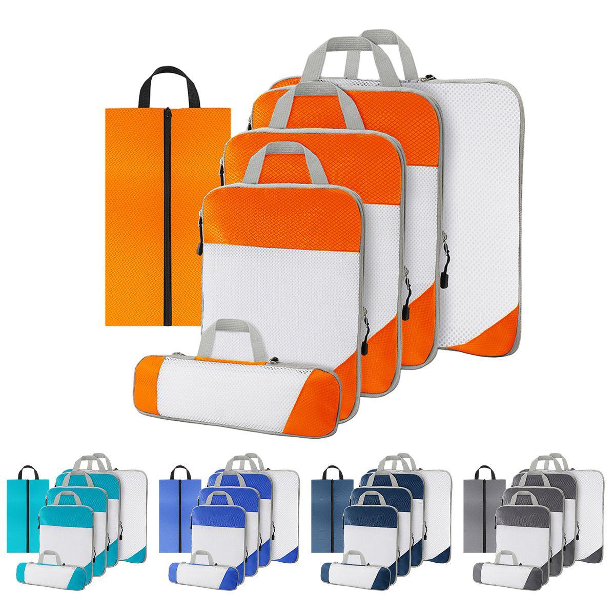 6pcs Mesh Visible Travel Storage Set Waterproof Nylon Compressible Storage Bags - Grey V528-TRAVEL-STORAGE-6PCS-GREY-857216