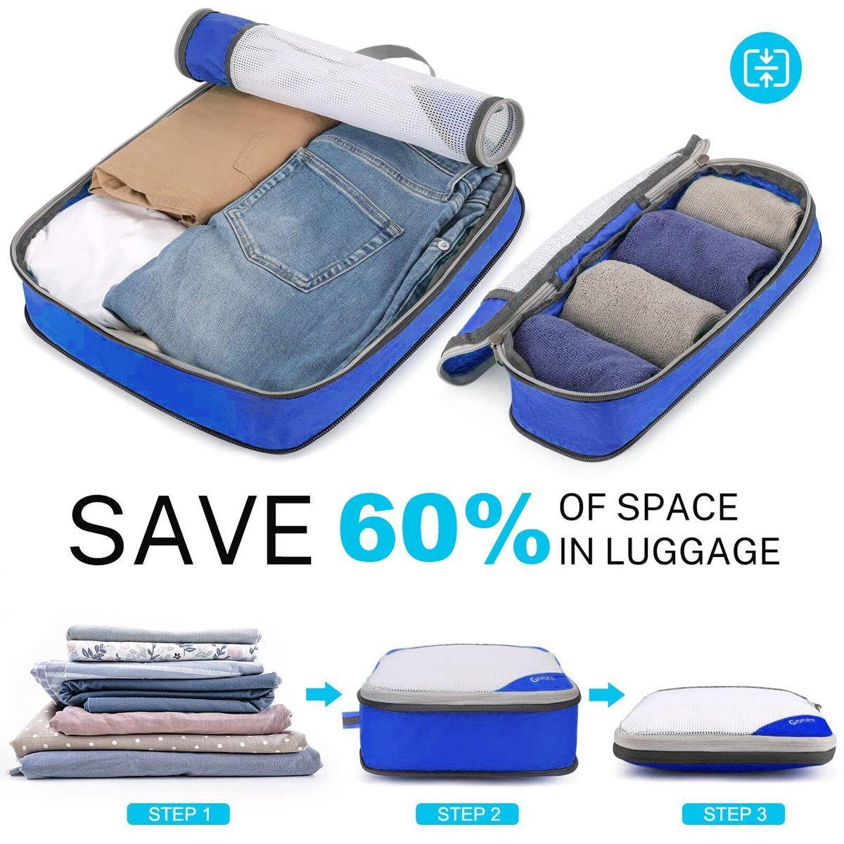 6pcs Mesh Visible Travel Storage Set Waterproof Nylon Compressible Storage Bags - Grey V528-TRAVEL-STORAGE-6PCS-GREY-857216