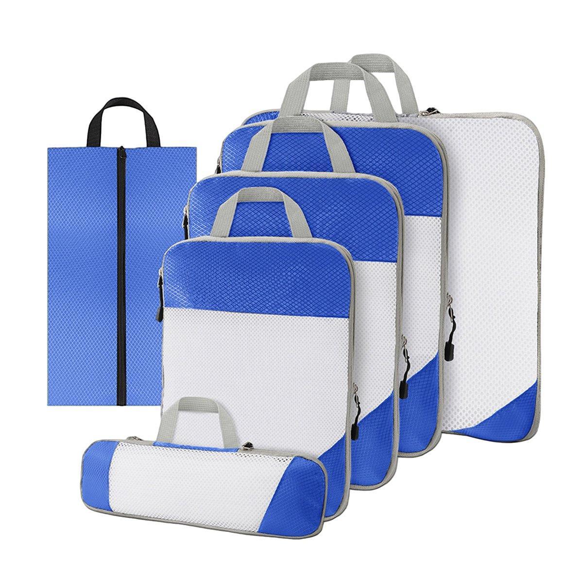 6pcs Mesh Visible Travel Storage Set Waterproof Nylon Compressible Storage Bags - Sky Blue V528-TRAVEL-STORAGE-6PCS-SKYBLUE-149657