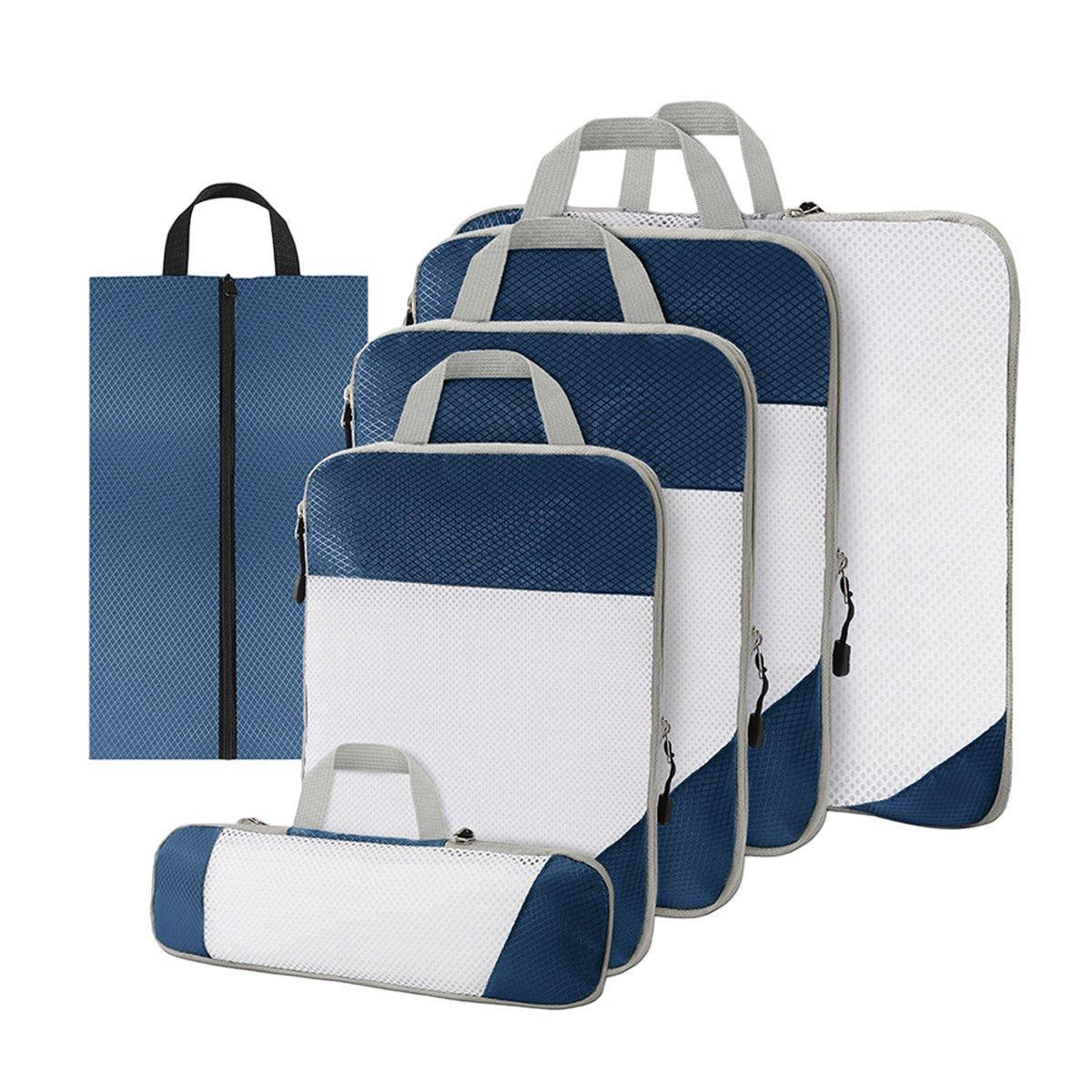 6pcs Mesh Visible Travel Storage Set Waterproof Nylon Compressible Storage Bags - Sky Blue V528-TRAVEL-STORAGE-6PCS-SKYBLUE-149657