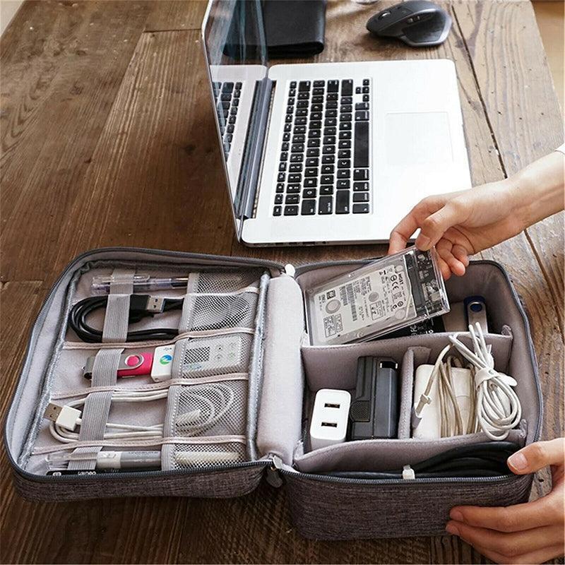 Cable Organizer Bag Charger USB Electronic Accessories Storage Travel Case - Grey V528-TRAVELLINGBAG-GREY-5646541
