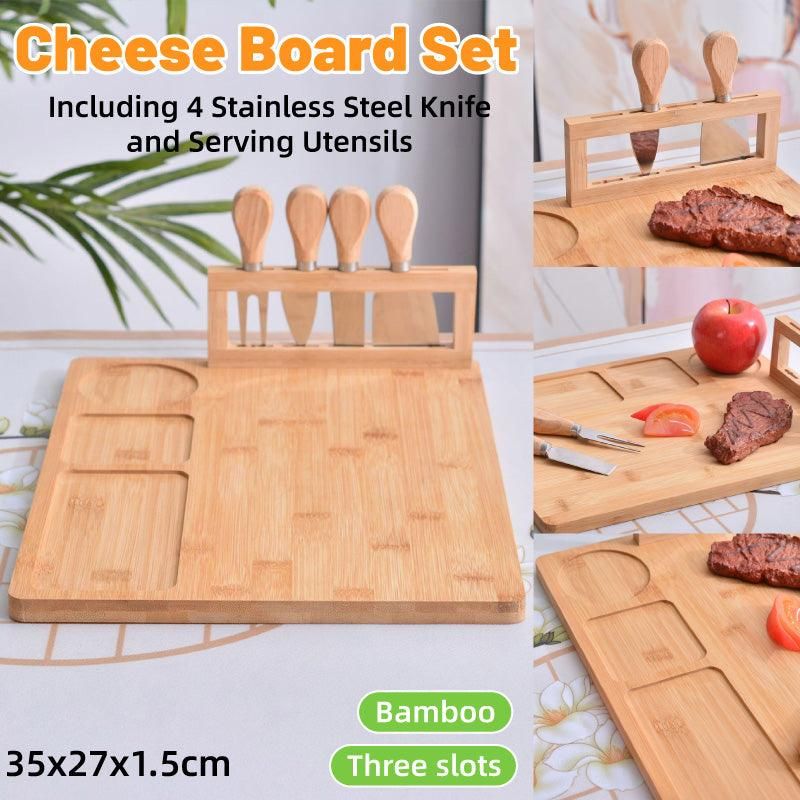 Bamboo Chopping Board Cheese Board Set with Knife Kitchen Charcuterie Serving V528-TRAY-199965
