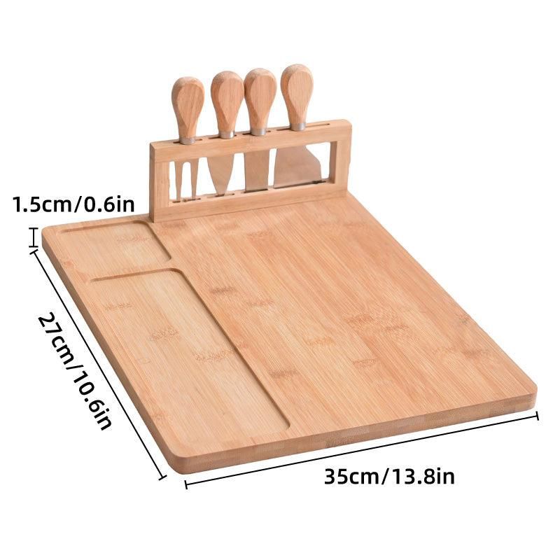 Bamboo Chopping Board Cheese Board Set with Knife Kitchen Charcuterie Serving V528-TRAY-199965