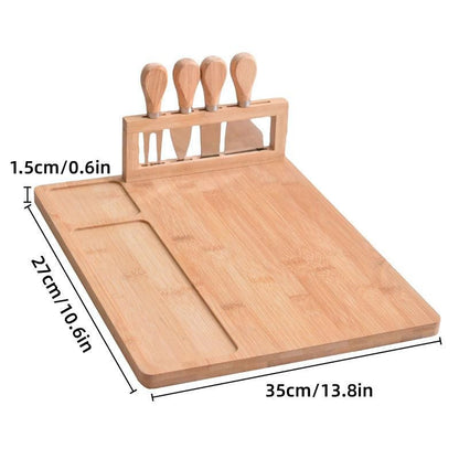 Bamboo Chopping Board Cheese Board Set with Knife Kitchen Charcuterie Serving V528-TRAY-199965