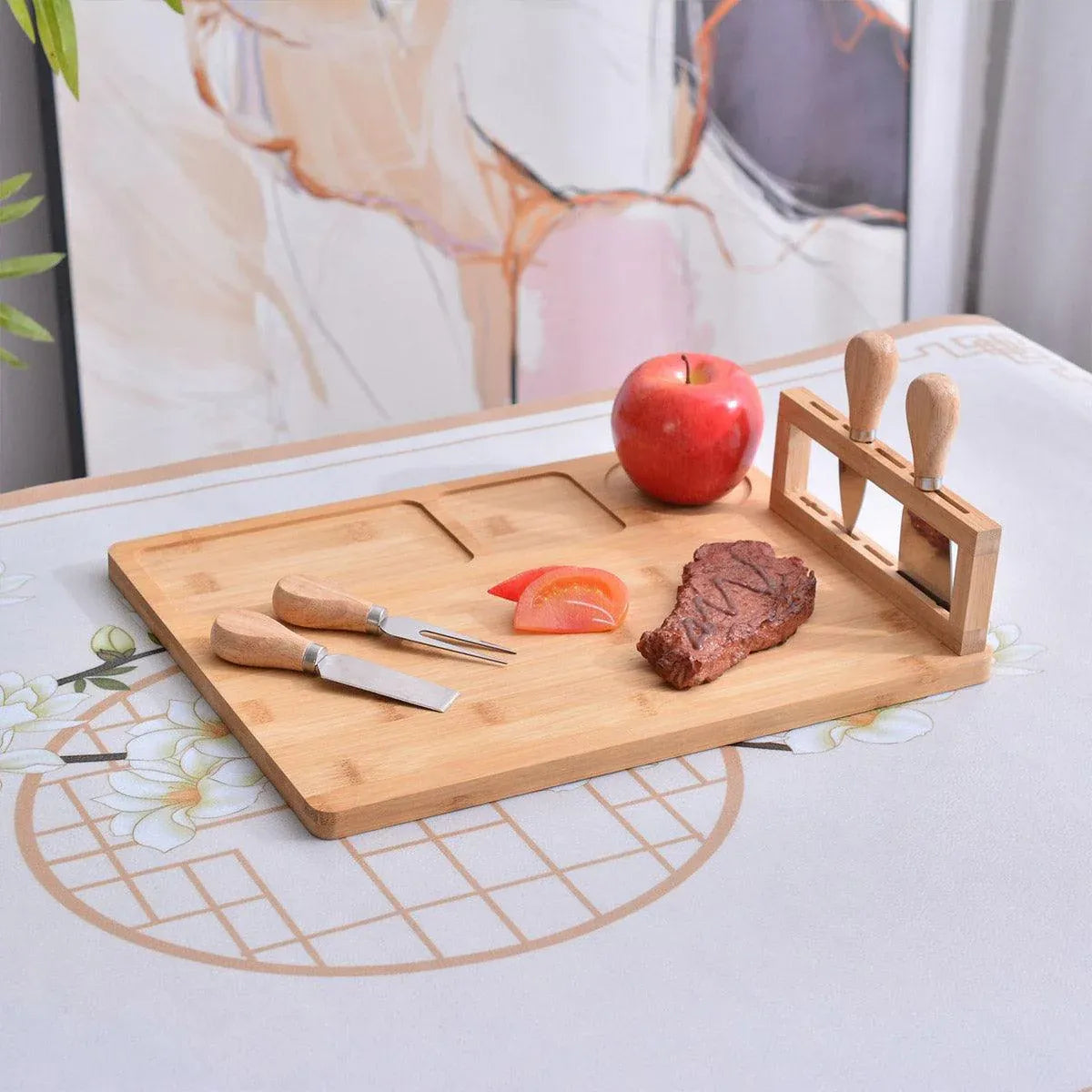 Bamboo Chopping Board Cheese Board Set with Knife Kitchen Charcuterie Serving V528-TRAY-199965