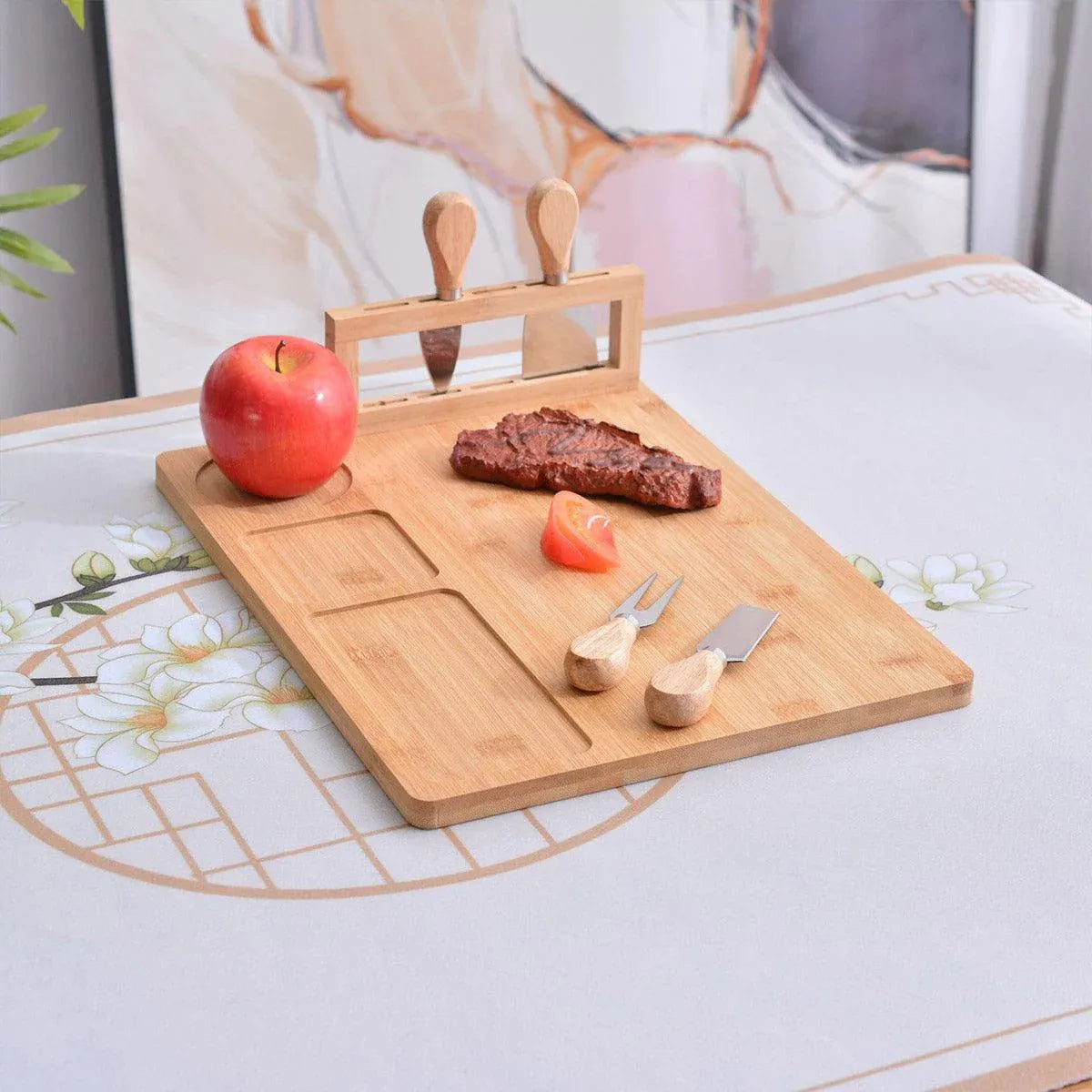 Bamboo Chopping Board Cheese Board Set with Knife Kitchen Charcuterie Serving V528-TRAY-199965