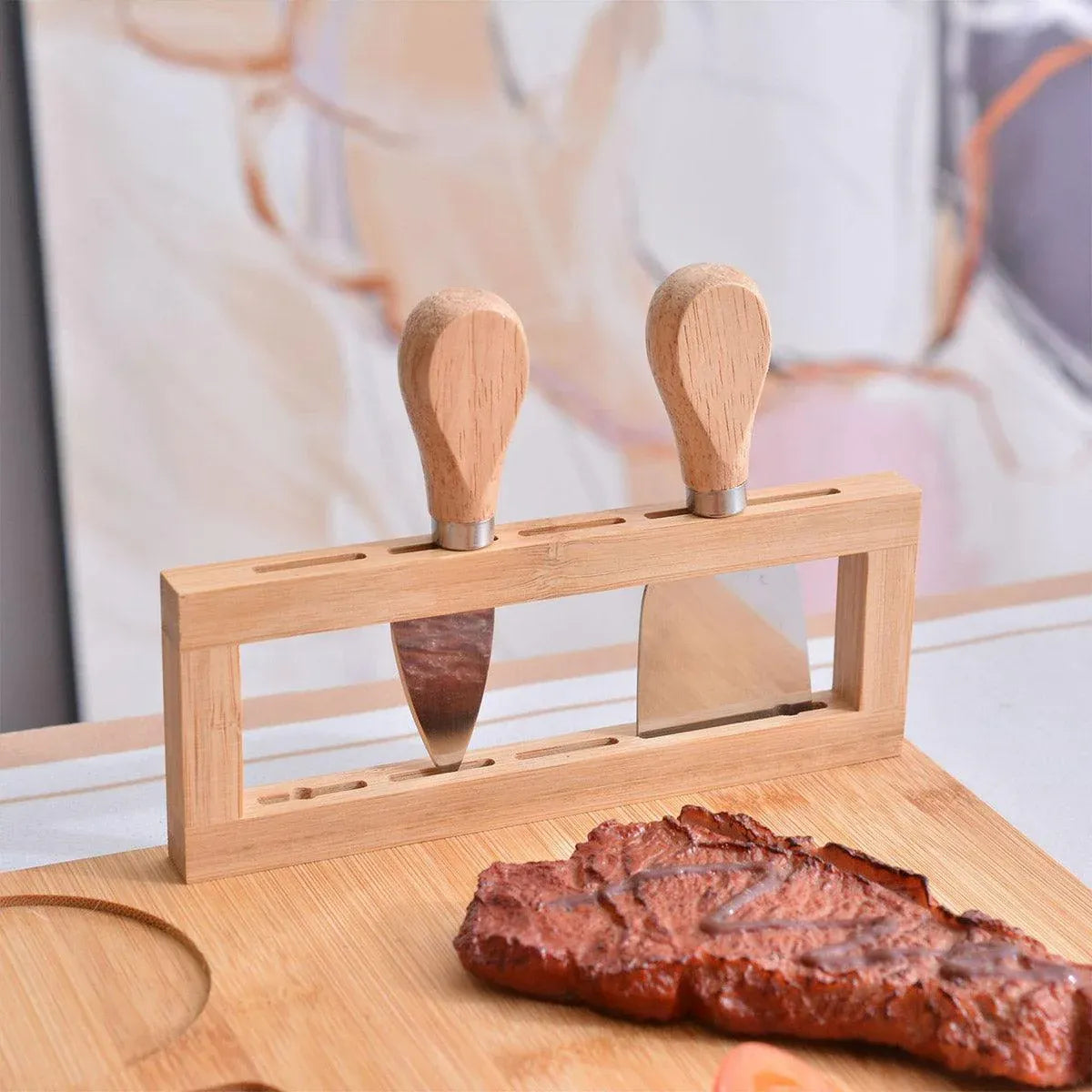 Bamboo Chopping Board Cheese Board Set with Knife Kitchen Charcuterie Serving V528-TRAY-199965