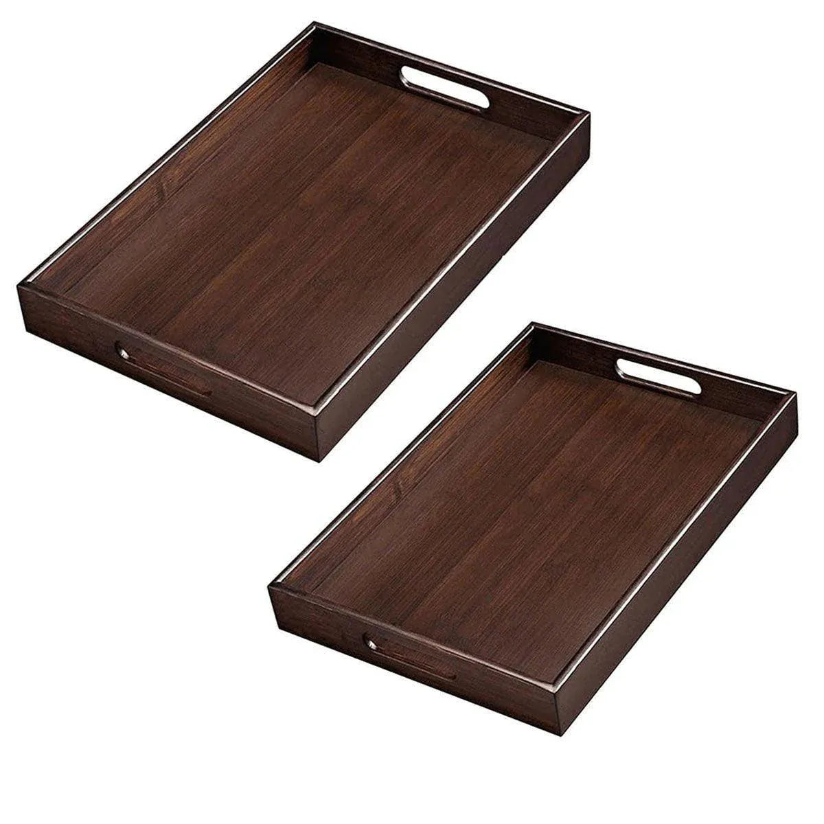 Bamboo Tea Tray Rectangular Tea Table Walnut Colour Fruit Bread Serving Plate - 28-20cm V528-TRAY-28-20CM-683120