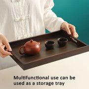 Bamboo Tea Tray Rectangular Tea Table Walnut Colour Fruit Bread Serving Plate - 28-20cm V528-TRAY-28-20CM-683120