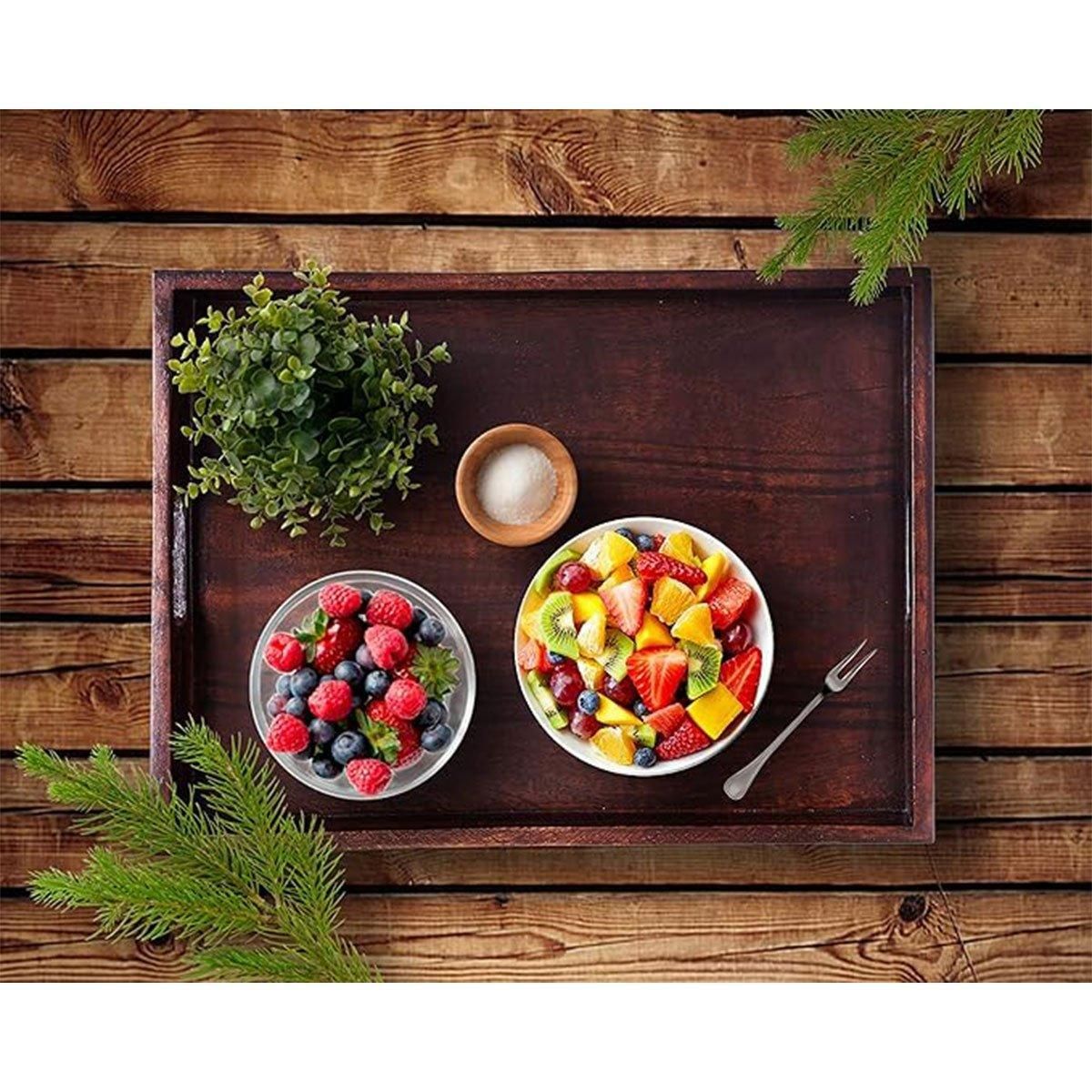 Bamboo Tea Tray Rectangular Tea Table Walnut Colour Fruit Bread Serving Plate - 28-20cm V528-TRAY-28-20CM-683120