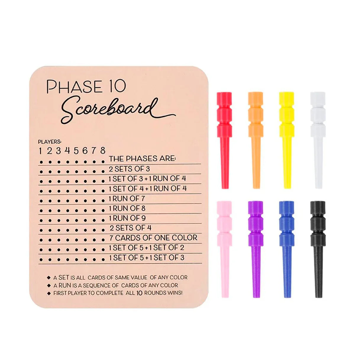 Phase 10 Score Board Wooden Phase 10 Scorecard Reusable for Family Game Tabletop V528-TRAY-A-135391
