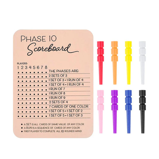 Phase 10 Score Board Wooden Phase 10 Scorecard Reusable for Family Game Tabletop V528-TRAY-A-135391