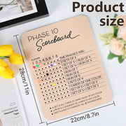 Phase 10 Score Board Wooden Phase 10 Scorecard Reusable for Family Game Tabletop V528-TRAY-A-135391