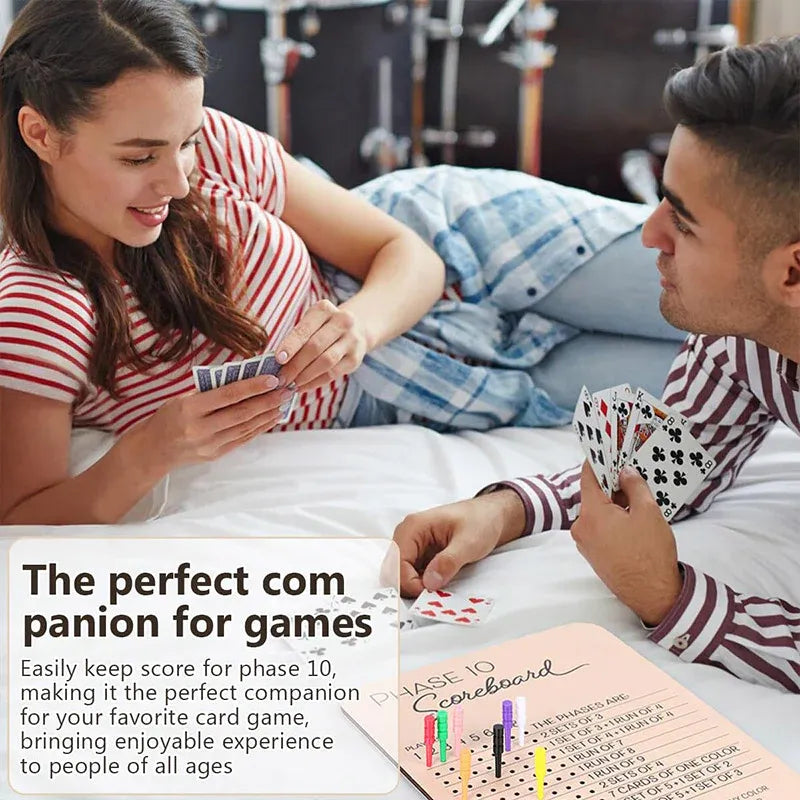 Phase 10 Score Board Wooden Phase 10 Scorecard Reusable for Family Game Tabletop V528-TRAY-A-135391
