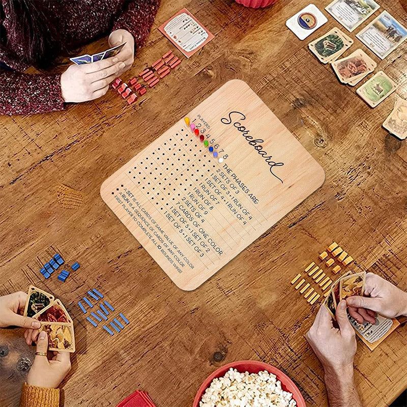 Phase 10 Score Board Wooden Phase 10 Scorecard Reusable for Family Game Tabletop V528-TRAY-A-135391