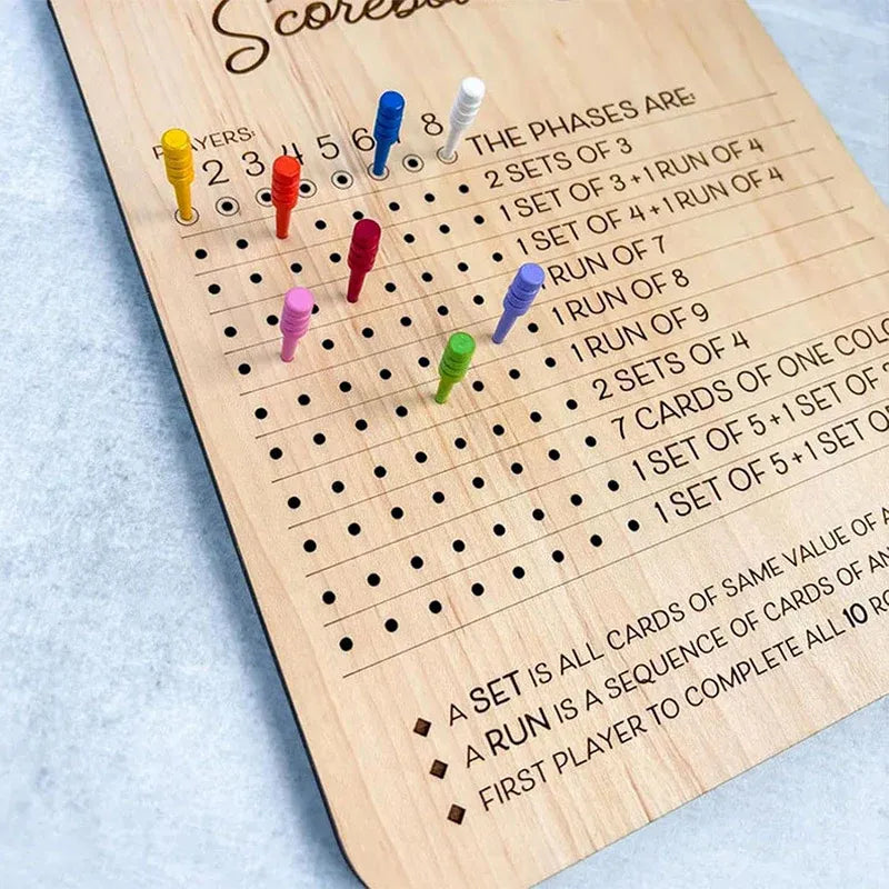 Phase 10 Score Board Wooden Phase 10 Scorecard Reusable for Family Game Tabletop V528-TRAY-A-135391