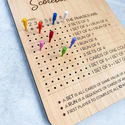 Phase 10 Score Board Wooden Phase 10 Scorecard Reusable for Family Game Tabletop V528-TRAY-A-135391