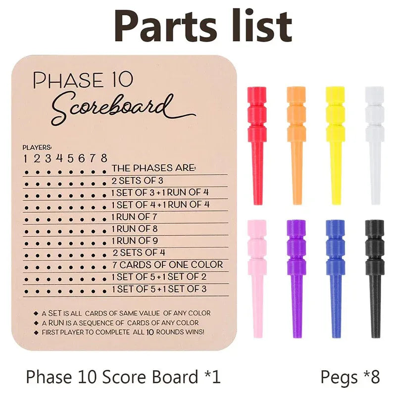 Phase 10 Score Board Wooden Phase 10 Scorecard Reusable for Family Game Tabletop V528-TRAY-A-135391