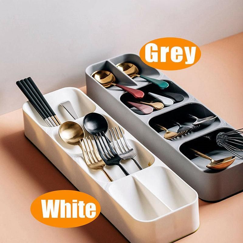 Kitchen Drawer Utensil Cutlery Tray Organizer Insert Spoon Fork Knife Divider Storage - White V528-TRAYBO-WHITE-41060