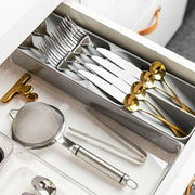 Kitchen Drawer Utensil Cutlery Tray Organizer Insert Spoon Fork Knife Divider Storage - White V528-TRAYBO-WHITE-41060