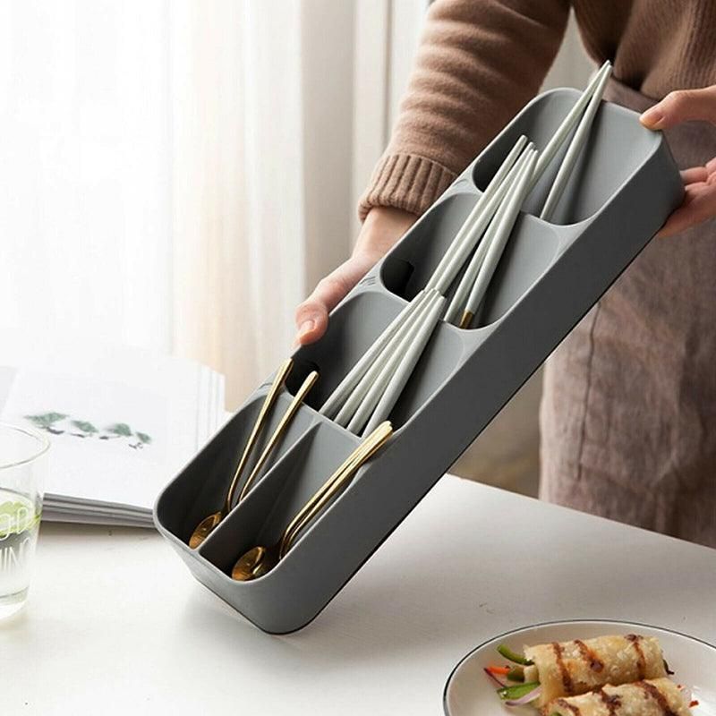 Kitchen Drawer Utensil Cutlery Tray Organizer Insert Spoon Fork Knife Divider Storage - White V528-TRAYBO-WHITE-41060